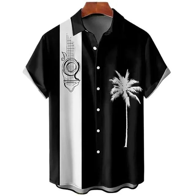 Men's slim fit casual shirt with colourful 3D floral digital print pattern on polyester fabric