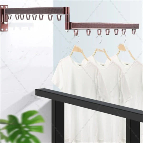 Versatile wall-mounted foldable aluminium alloy drying rack with track system for secure clothes drying