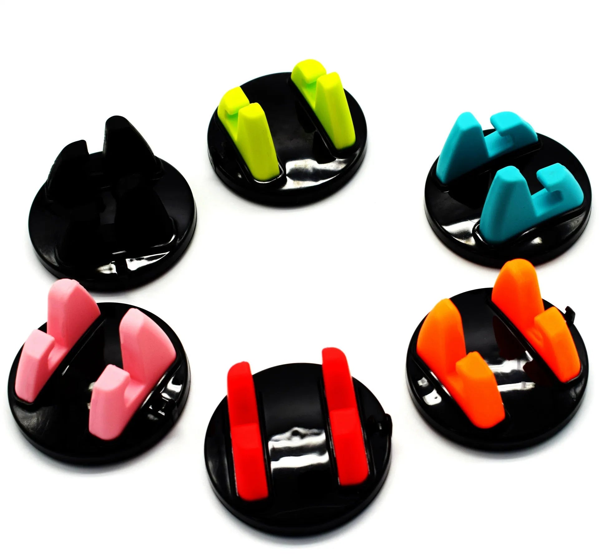 Mini dashboard car phone holder made of PC and silicone with 360 degree rotation in black colour