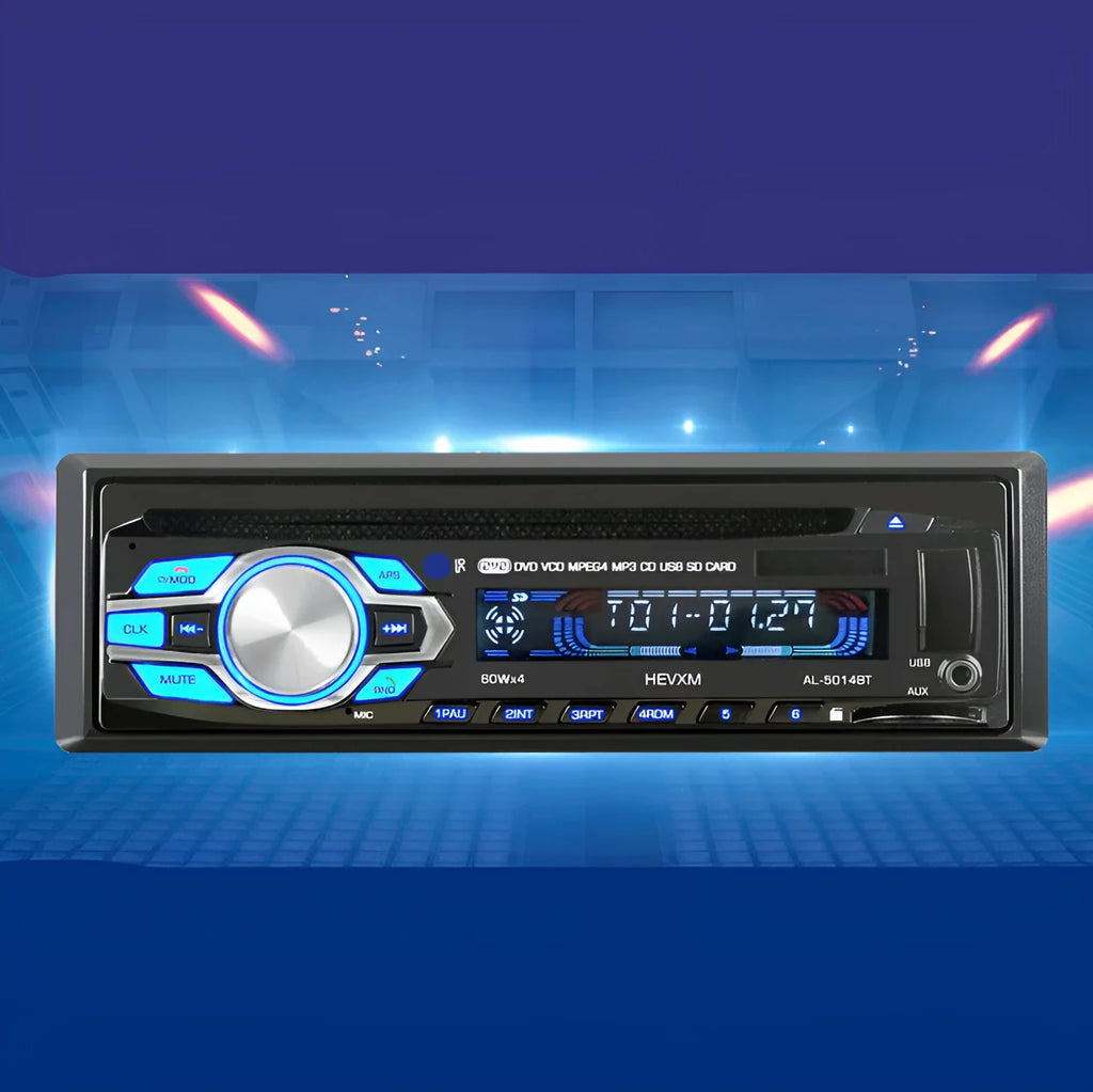 12V car Bluetooth CD player with USB SD AUX and FM radio in black front panel