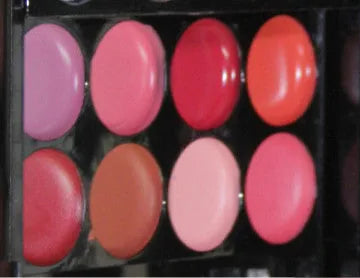 Three-layer makeup box set with 24 eyeshadow colours, 8 lipsticks, blushes, powder cakes, brushes, puff, and mirror