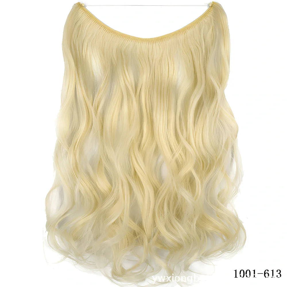 22 inch invisible wire silky straight synthetic hair extensions, 55cm length 80g weight no clips
