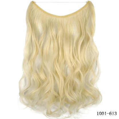 22 inch invisible wire silky straight synthetic hair extensions, 55cm length 80g weight no clips