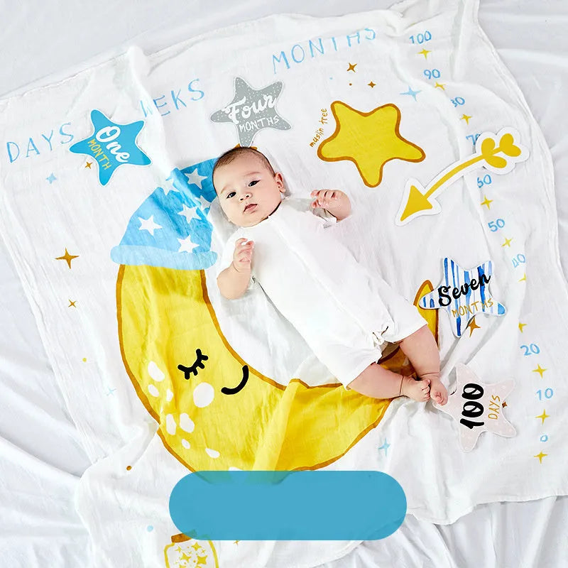 Cotton baby swaddle wrap 120x120cm with cartoon pattern