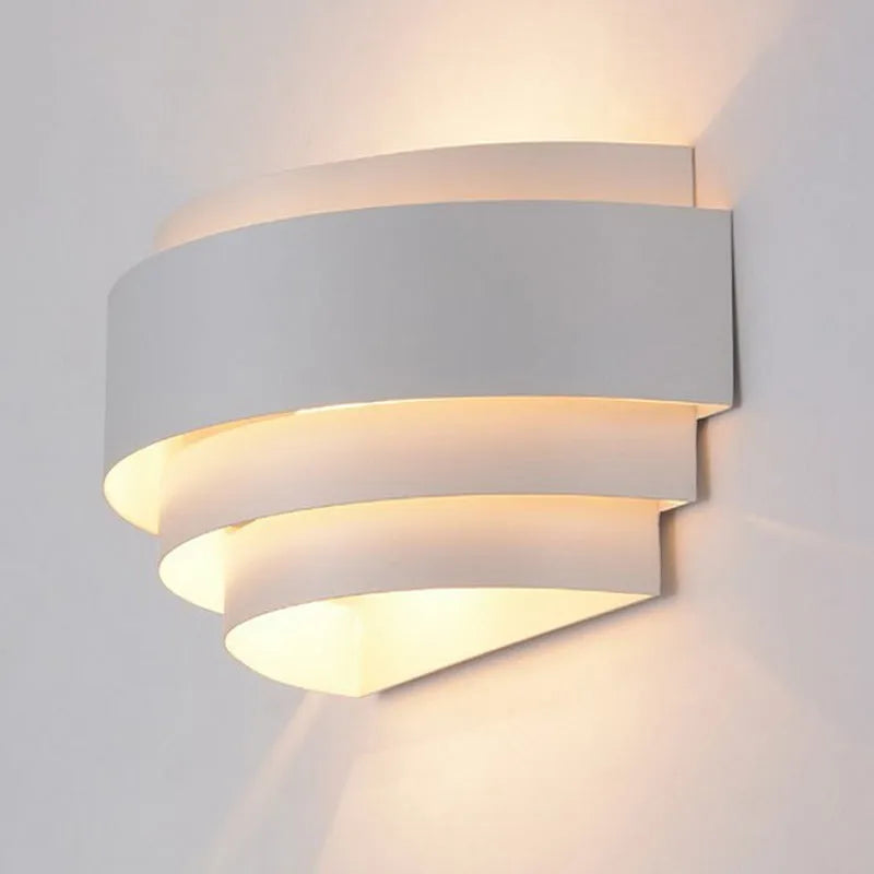 Modern minimalist iron bedside wall lamp in black finish on a wall, 270x135x110mm size