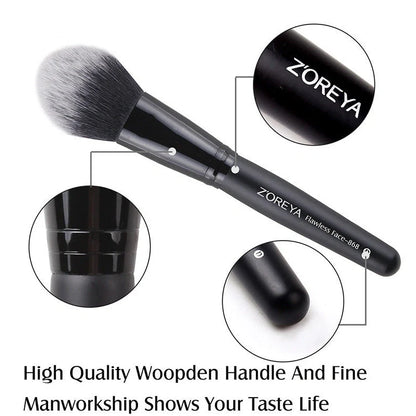 ZOREYA15 15-piece black makeup brush set with synthetic bristles and wooden handles