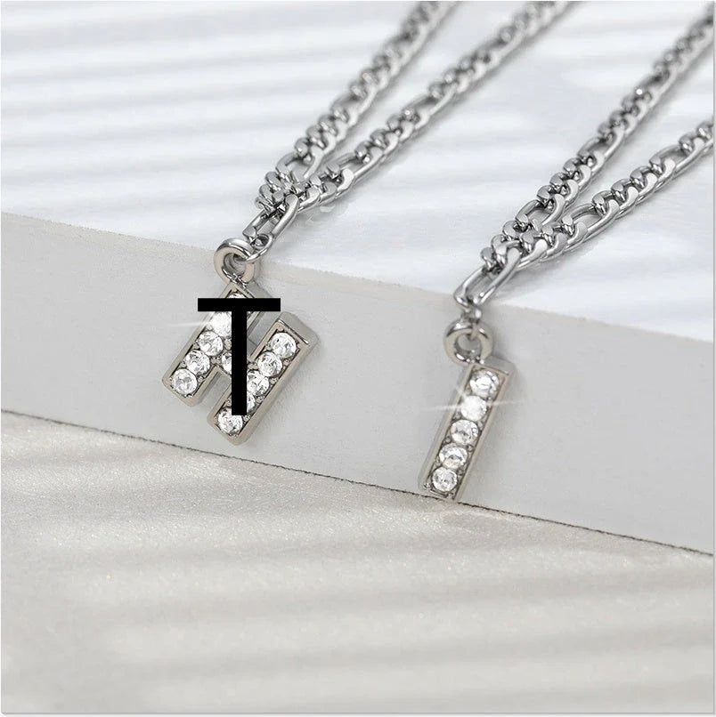 Customizable stainless steel anklet with zircon letters, available in various letter and silver letter options