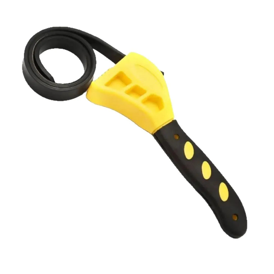 A black adjustable rubber strap wrench set showing 6-inch and 8-inch sizes on a white background.