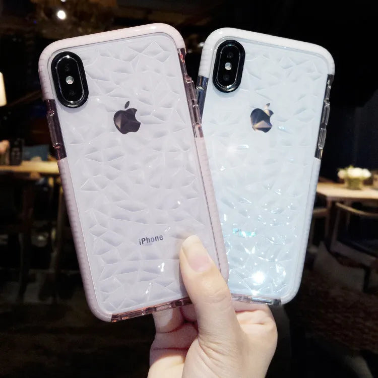 Simple TPU back cover phone case for iPhone with striped design and coloured edge options.