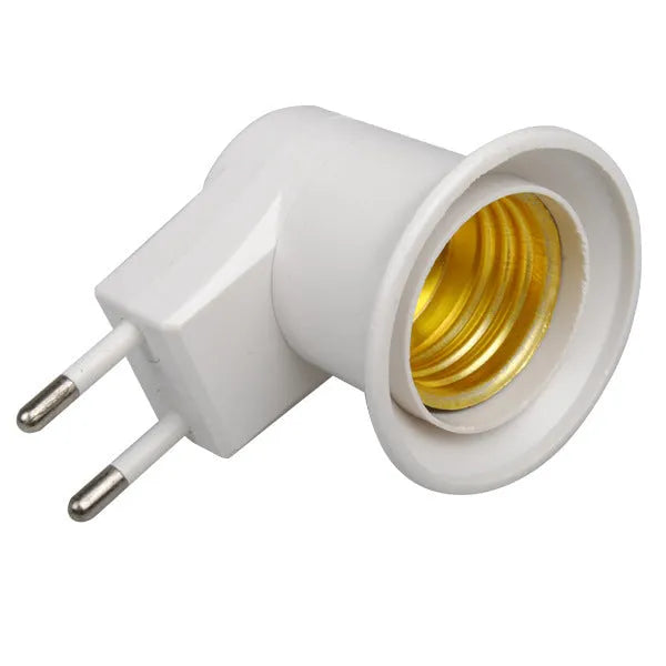 White E27 wall plug-in lamp holder with switch control and phenolic bakelite housing
