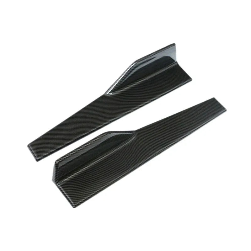 Pair of black PU side skirts 0.45m with 3D carbon fibre pattern for automobile modification