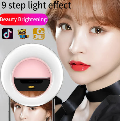 WQ-20 80mm round LED fill light in green, rechargeable with stepless dimming for selfies