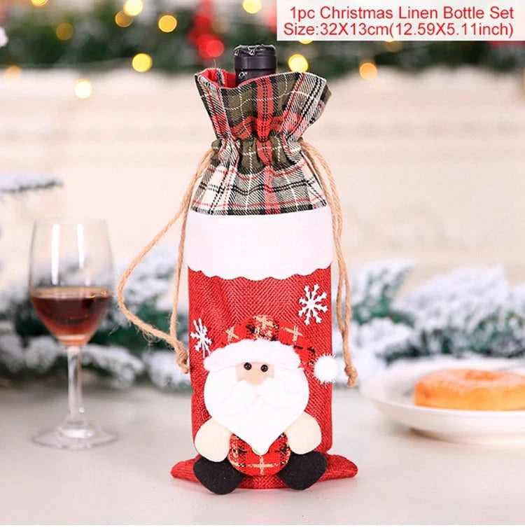 Festive Christmas wine bottle socks in vibrant holiday designs