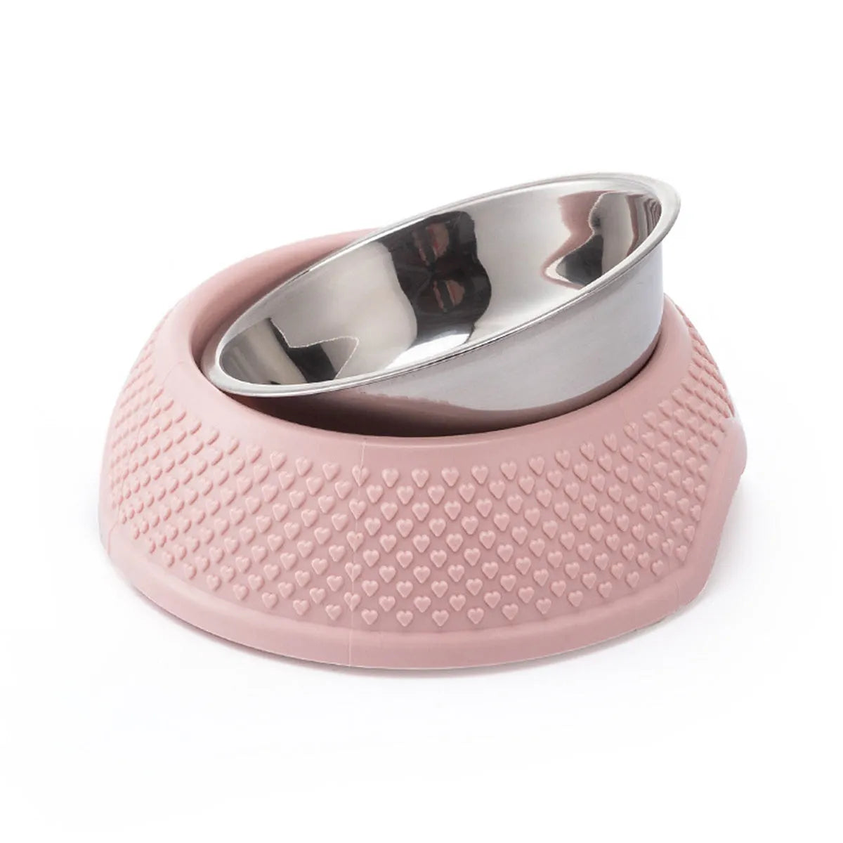 Blue stainless steel pet bowl with non-slip base for cats and dogs.
