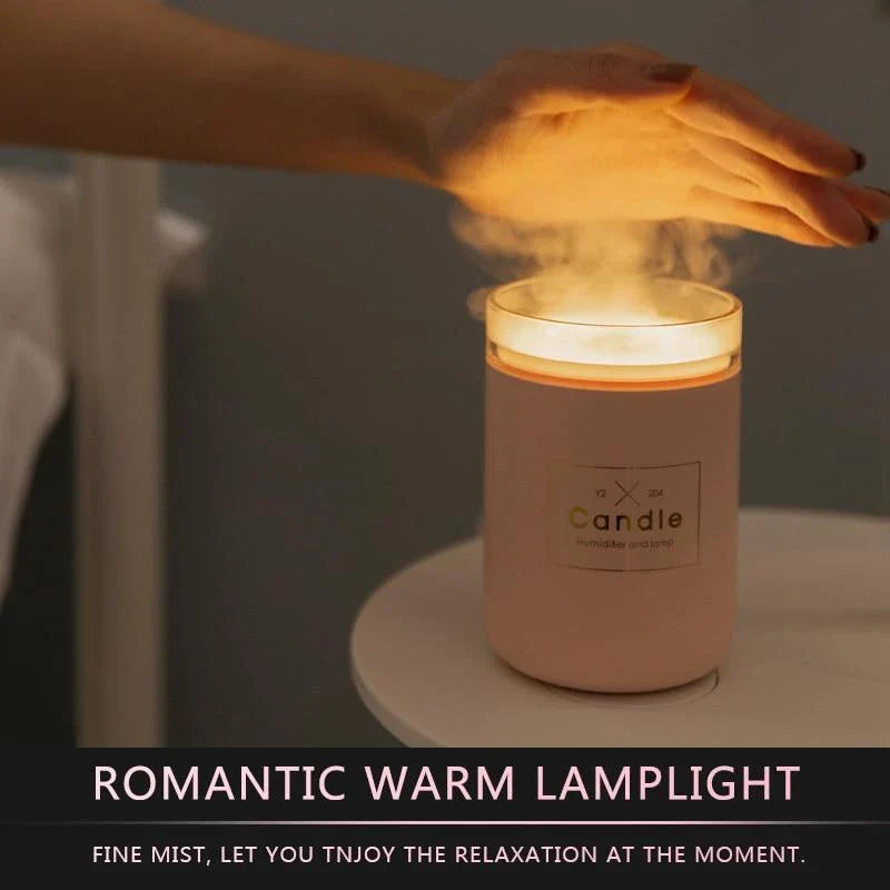 Mini USB Mute Air Humidifier Diffuser in fresh green, rose powder, and Yaojin black