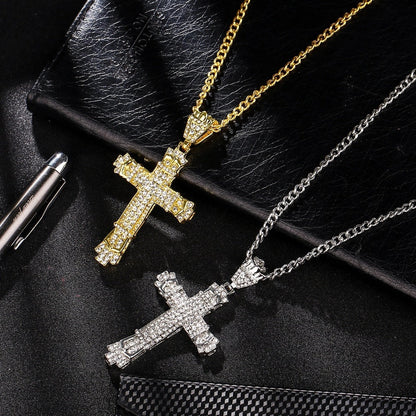 Men's stylish alloy cross necklace with durable chain