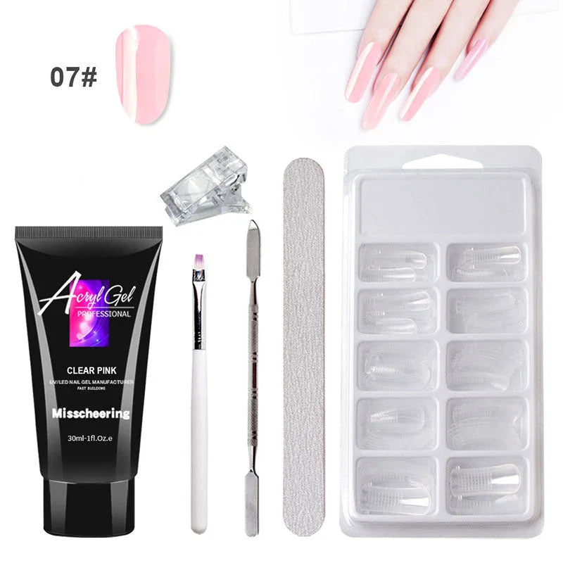 Painless Extension Gel Nail Art Set with UV/LED lamp and leather case