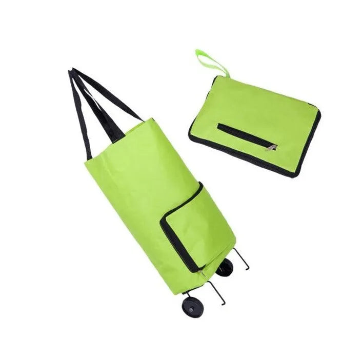 3 in 1 heavy duty shopping cart with wheels in green, expanded size 55x28x18 cm, Oxford cloth