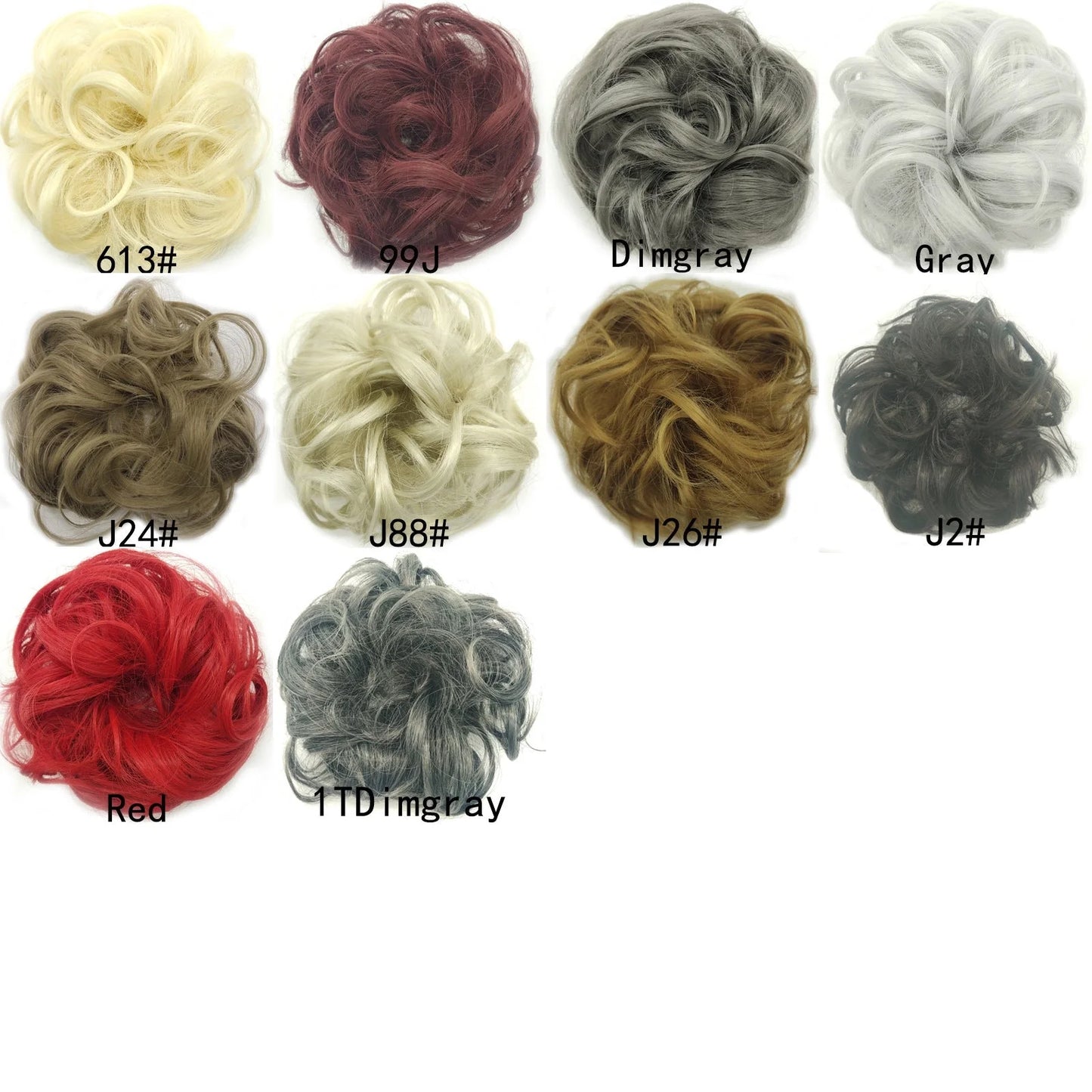 Synthetic wavy curly messy hair bun for women, 12cm diameter, high-temperature wire