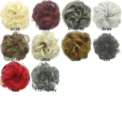 Synthetic wavy curly messy hair bun for women, 12cm diameter, high-temperature wire