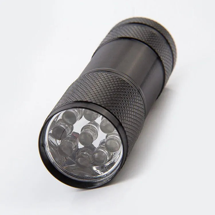 Handheld portable purple light detection LED flashlight with aluminium alloy body, 12LED option