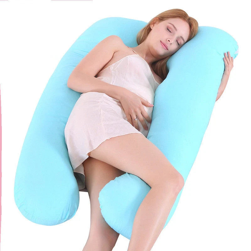 U-shape pregnancy pillow with removable pure cotton cover for support and comfort