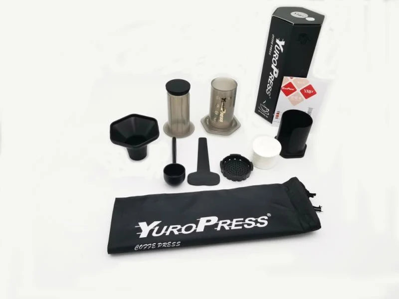 French Filter Cup Method Press Pot for Tea and Coffee in grey, pink, blue, and orange