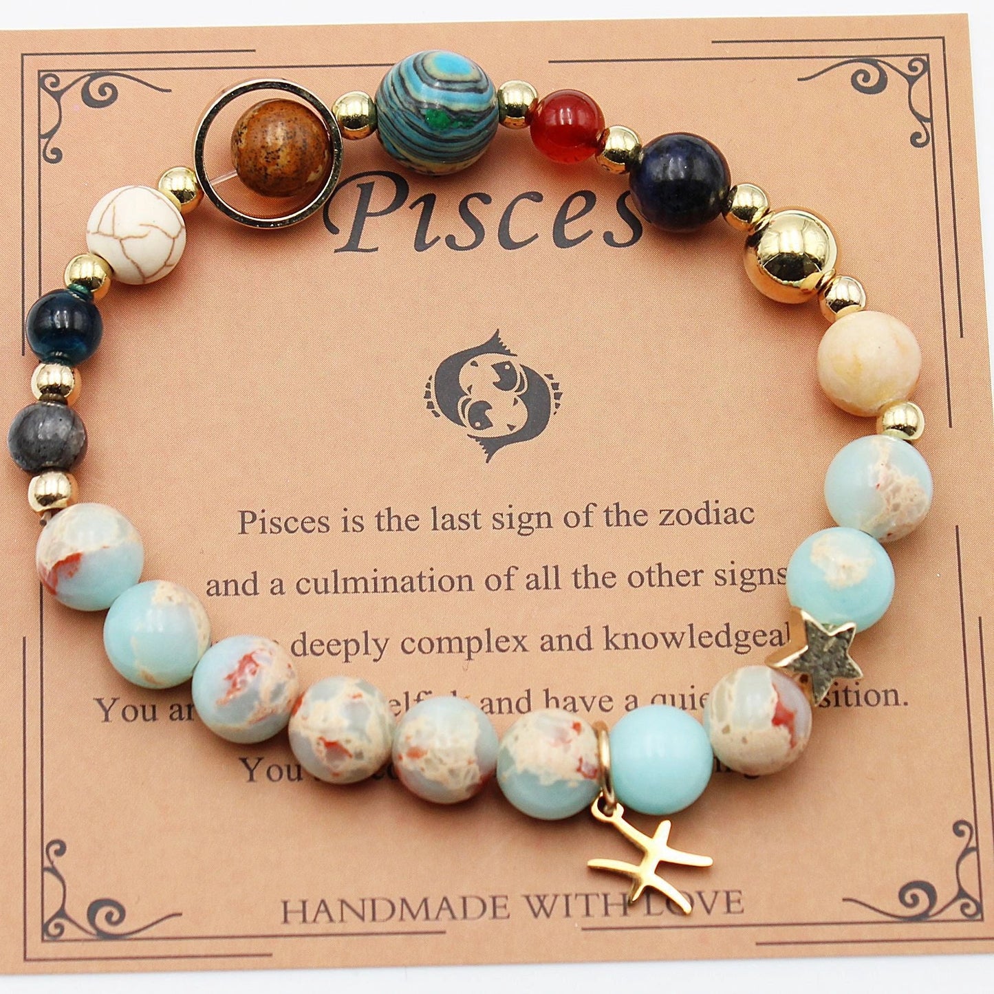 Twelve Constellations Natural Stone Beaded Bracelets - Unisex Astrological Jewellery