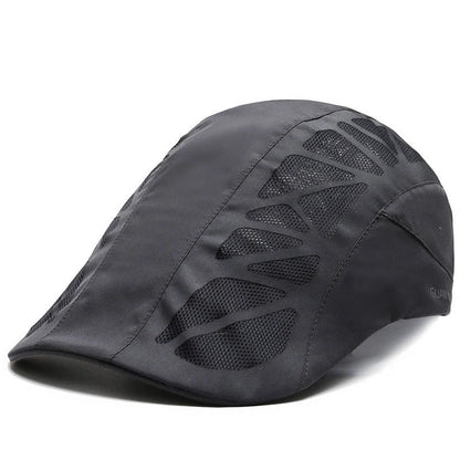 Breathable mesh beret hat in black, gray, dark gray, and navy blue with adjustable fit