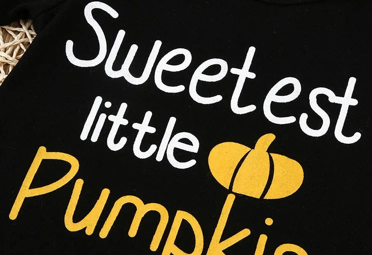 Baby Halloween costume set black cotton letter print top trousers hat for 70-100cm children
