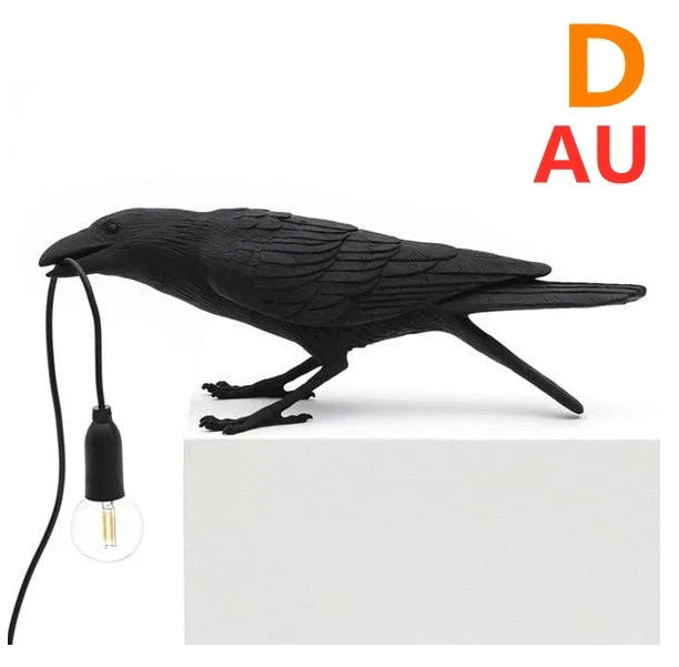 Auspicious Bird Resin Wall Lamp in white or black, featuring a unique bird design and G45 holder