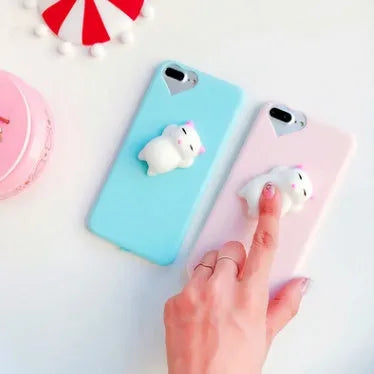 Soft silicone iPhone case with 3D cartoon cat design for iPhone 5 6 7 8 Plus X models