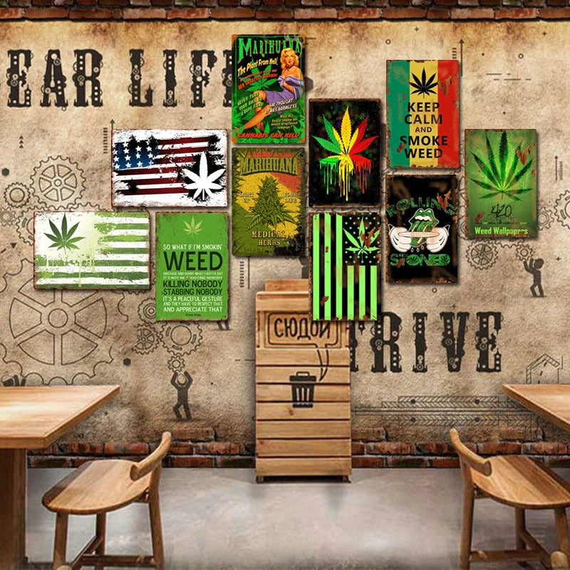 European style tin painting wall decoration 30cm x 20cm