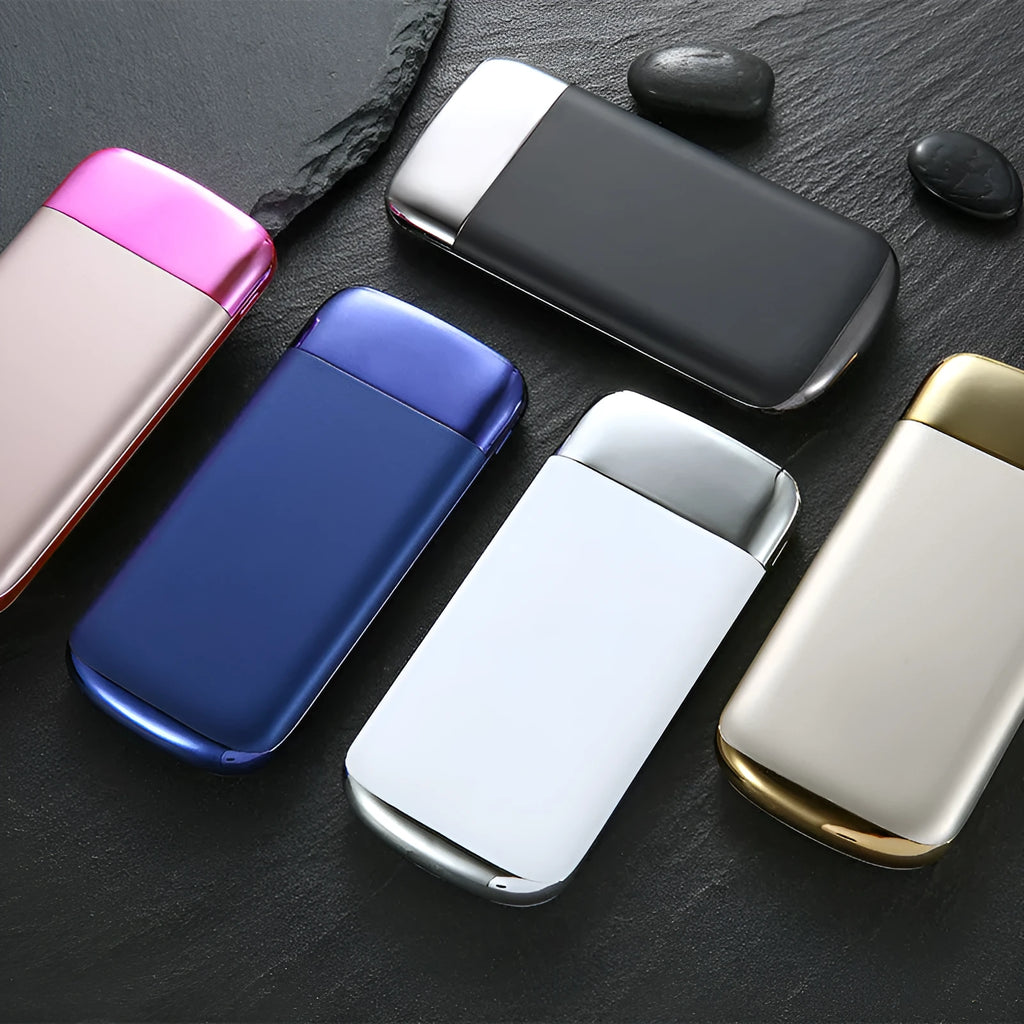 Y10 power bank portable charger with LCD screen, shown in black colour, with dual USB ports visible