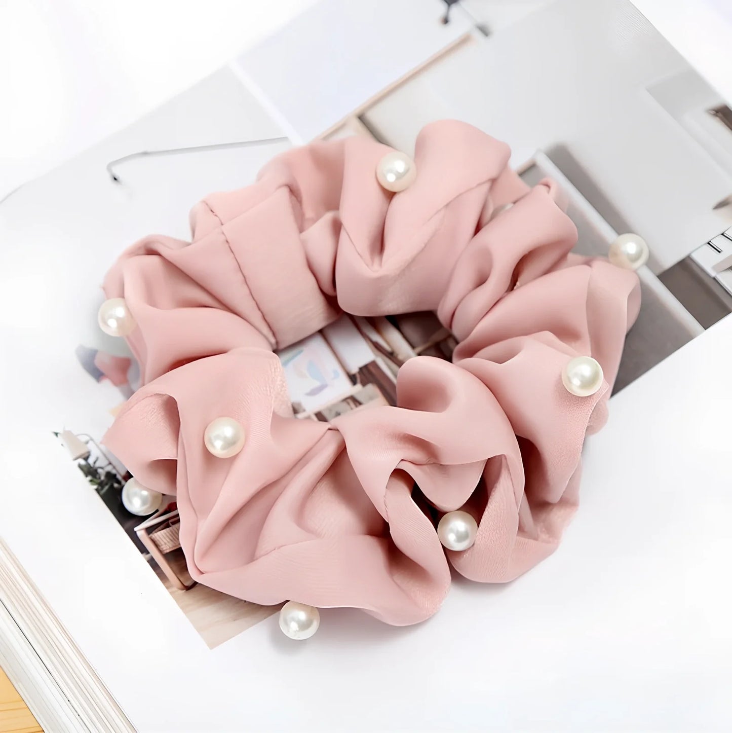 Cotton fabric hair elastic with 2.5cm width and 8cm diameter in assorted colours