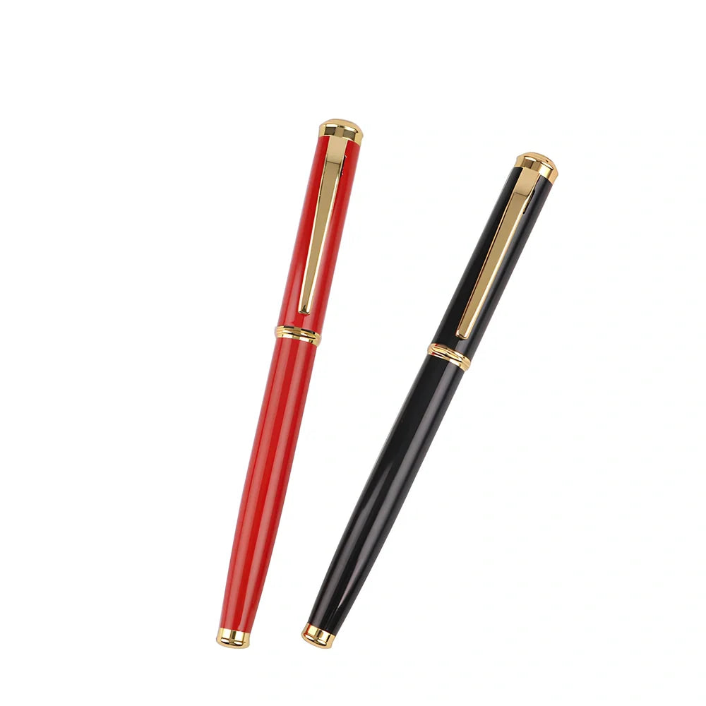 Red and black 0.5mm metal ink pen with Yijin nib for office writing, 14cm length in OPP bag