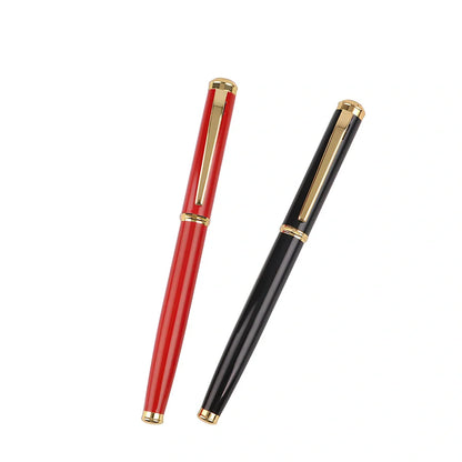Red and black 0.5mm metal ink pen with Yijin nib for office writing, 14cm length in OPP bag