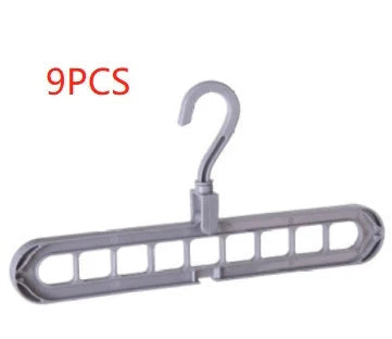 9-hole clothes hanger organizer in white, green, gray, and pink options