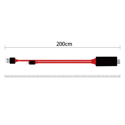 Type-C to HDMI mobile phone projection cable in black, white, and red, 2M length