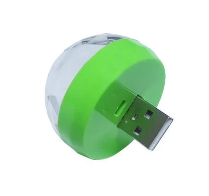 Vibrant USB-powered disco ball with automatic moving mode and sound-activated flashing, perfect for parties and celebrations