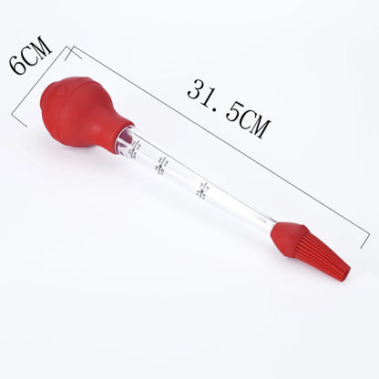 Drip oil seasoning tube with cleaning brush, 6.4X31.5cm, in blue, green, or red