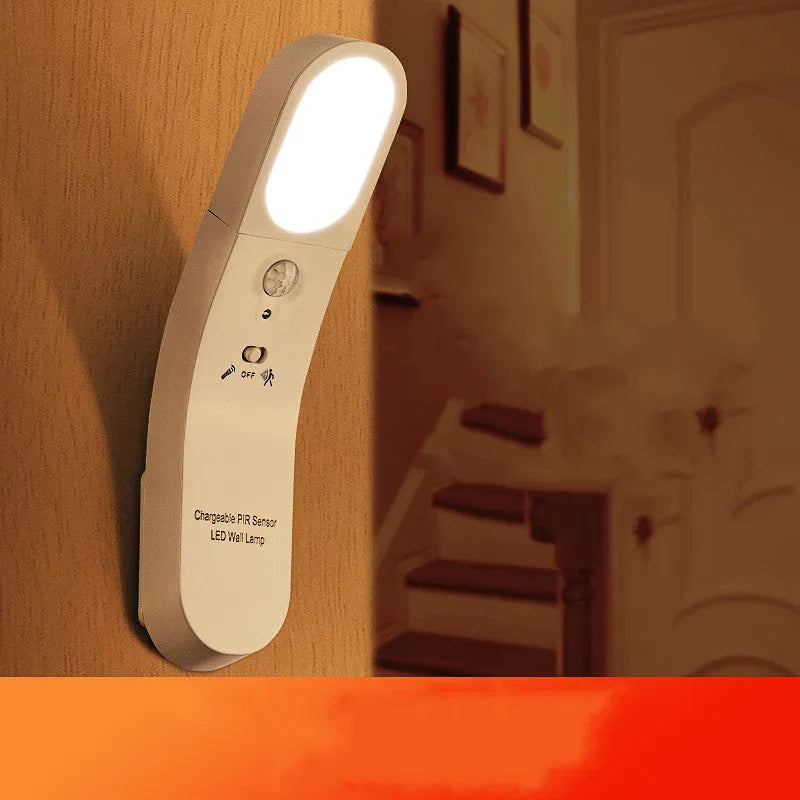 USB human body night light with LED lamp, PC lampshade, inductive switch, 195x44x60 mm, black/white, 3000k/6500k