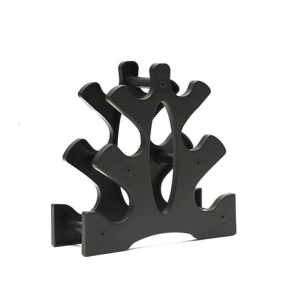 ABS plastic dumbbell storage rack with three adjustable tiers for home gym organisation
