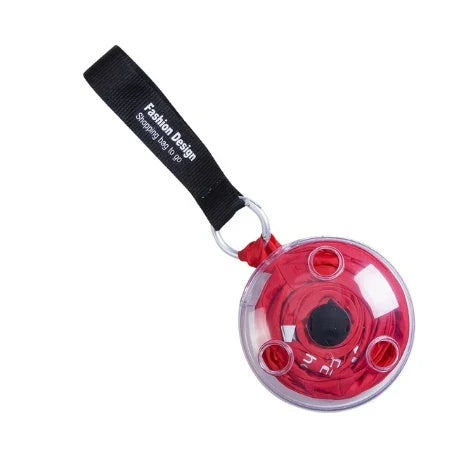 Disc folding portable shopping bag in vibrant colours, compact and eco-friendly