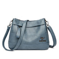 Women's PU leather shoulder messenger bag with double straps, splicing detail, available in multiple colours including yellow and black