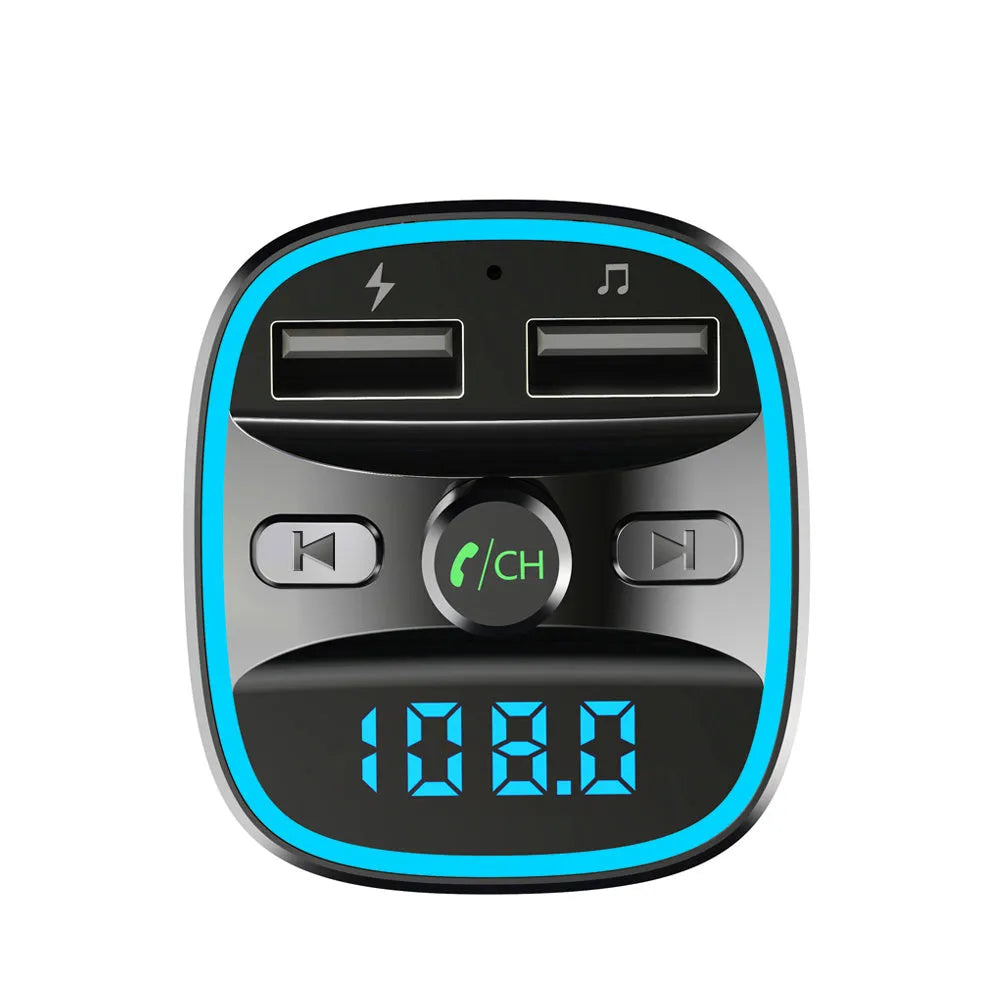 T25 car Bluetooth MP3 player FM transmitter black with 1.1-inch monochrome screen