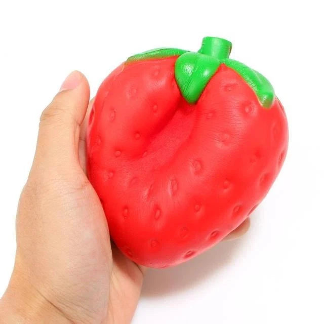 Strawberry-shaped anti-stress ball made from durable PU/polyurethane for stress relief