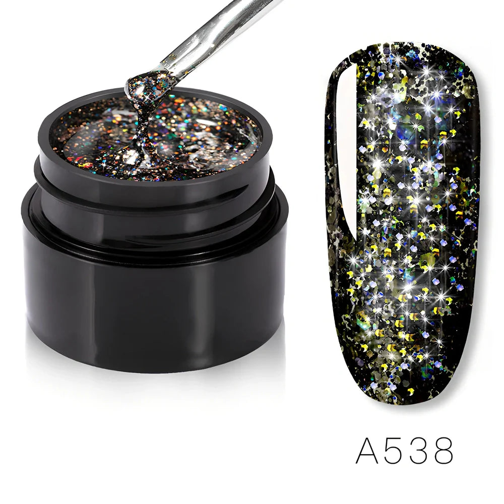Bottle of colorful nail polish in shades RFA531 to RFA538, 10ml glass with glossy finish