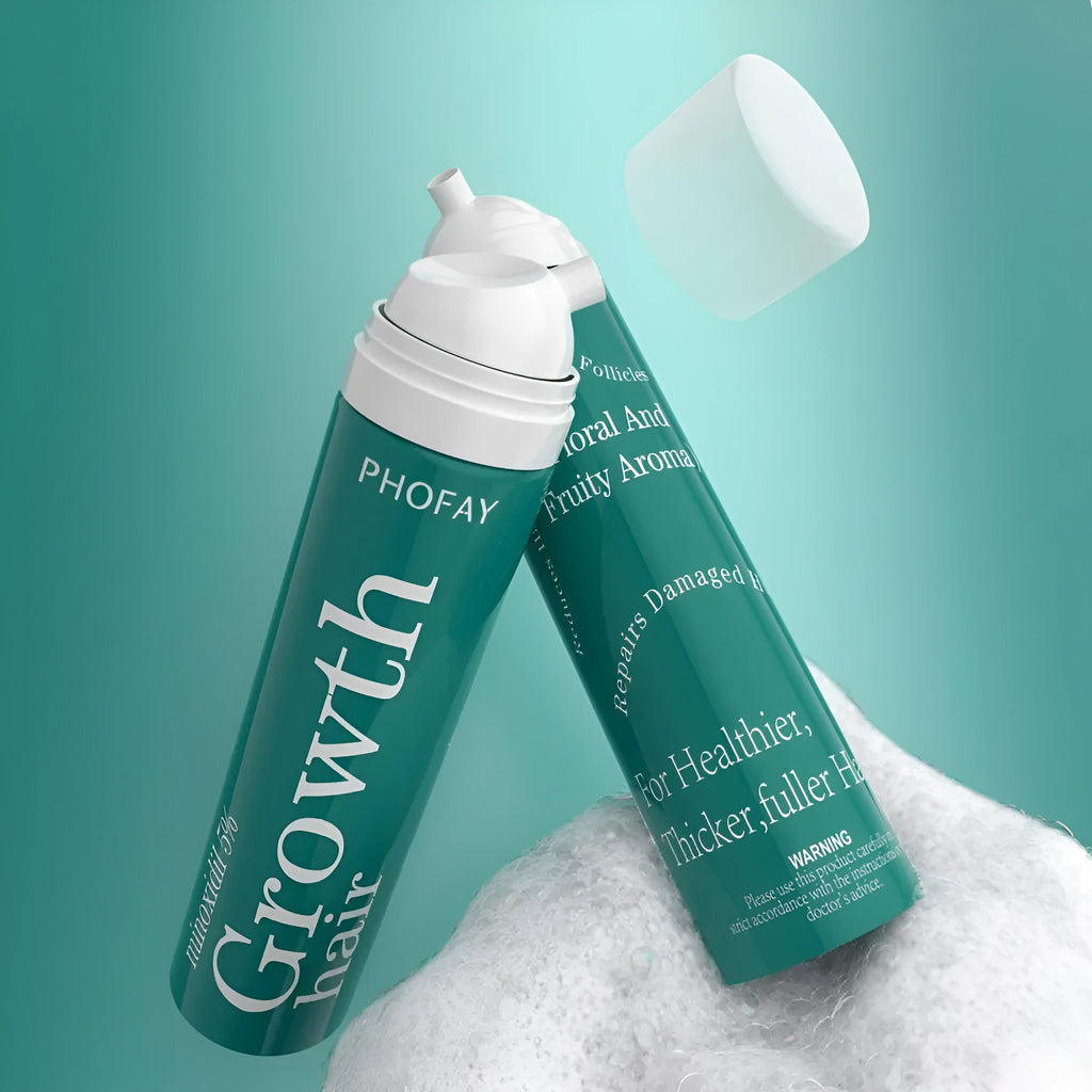 CH004 minoxidil anti-hair loss mousse bottle with applicator nozzle for topical foam treatment