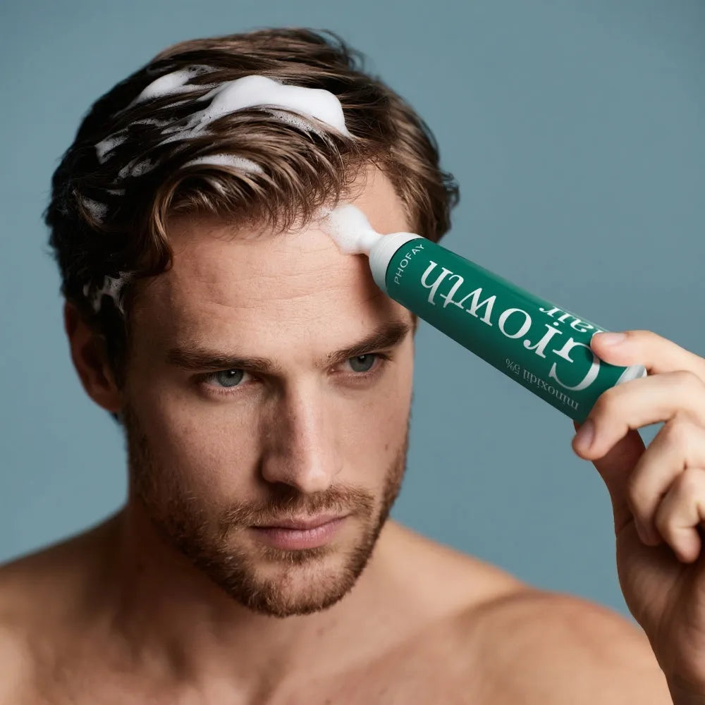 CH004 minoxidil anti-hair loss mousse bottle with applicator nozzle for topical foam treatment